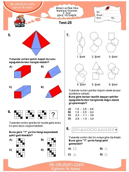 ilkokul 1. Sınıf Bilsem Zeka Testi 